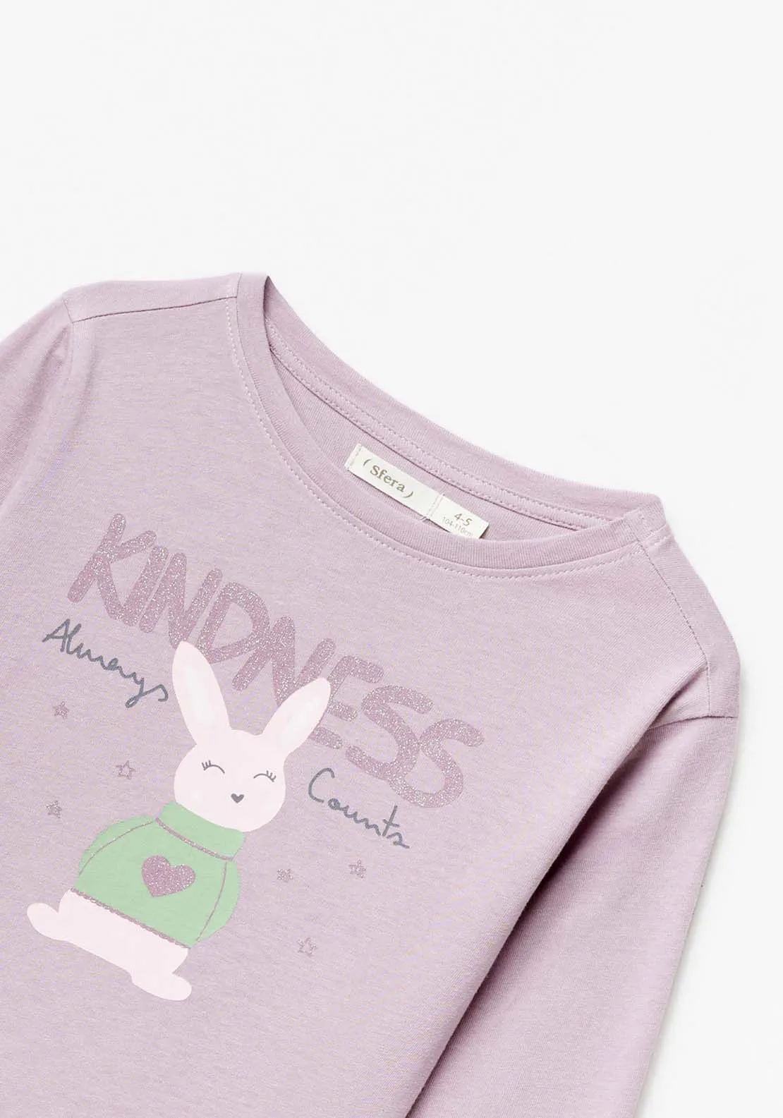 Long Sleeve Bunny Tshirt - Purple Light