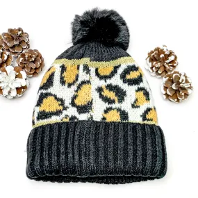 Lucky Leopard Beanie in Black and Brown