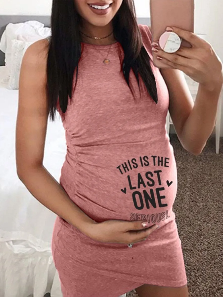 Maternity Lettering Print Vest Midi Dress