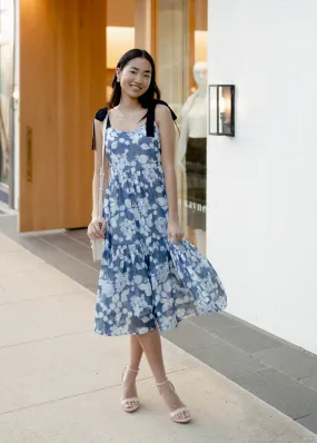 Maya Tiered Dress Slate Blue Le Jardin