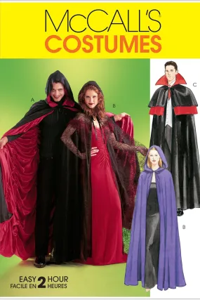 McCall's 4139 Misses'/Men's/Teen Boys' Lined and Unlined Cape Costumes