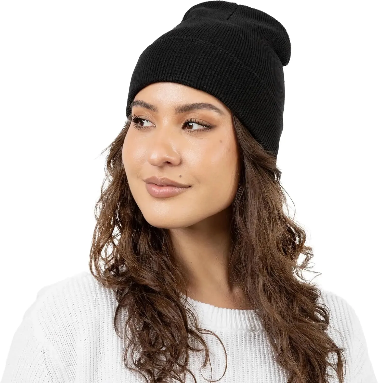 Mens & Ladies Trapper Aviator Slouch Beanie Hat Cap - Various Styles Colours (Black Beanie Hat)