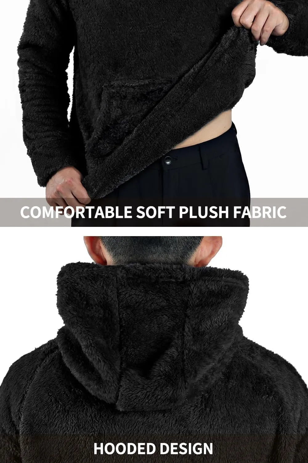 Men'S Fuzzy Sherpa Sweatshirt Fashion Pullover Fleece Hoodies