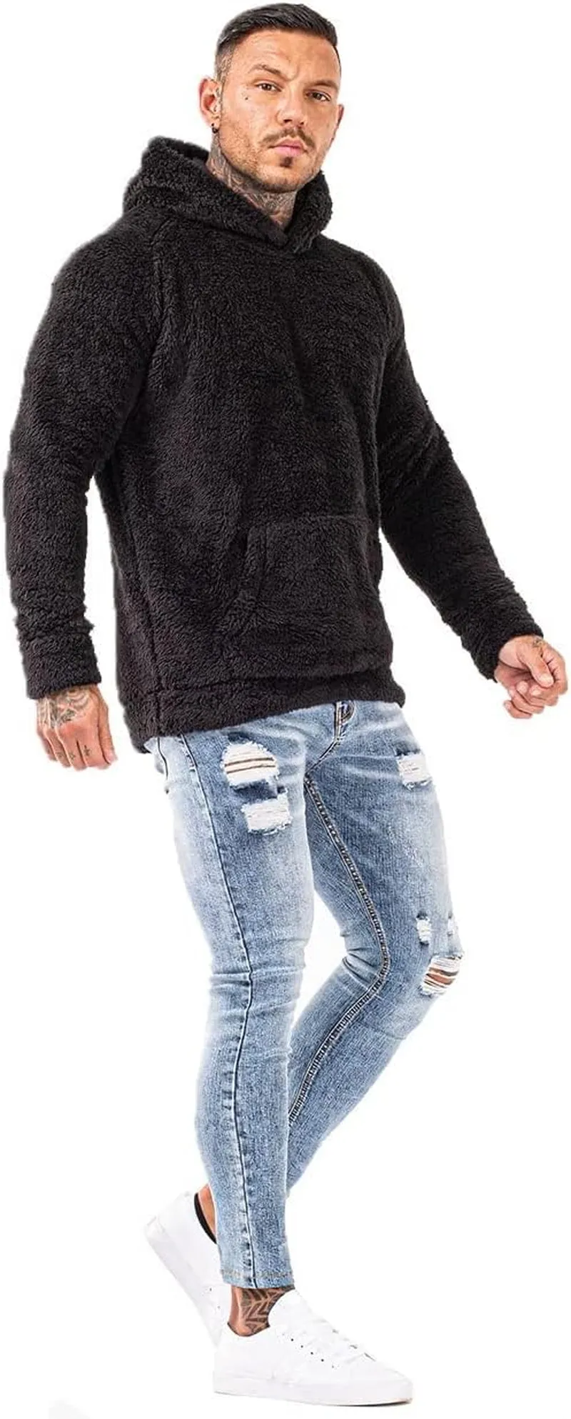 Men'S Fuzzy Sherpa Sweatshirt Fashion Pullover Fleece Hoodies