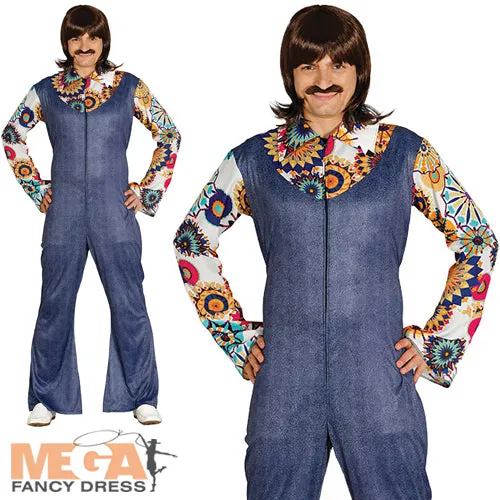 Mens Hippie Fancy Dress 1970s Groovy Retro Hippy Costume