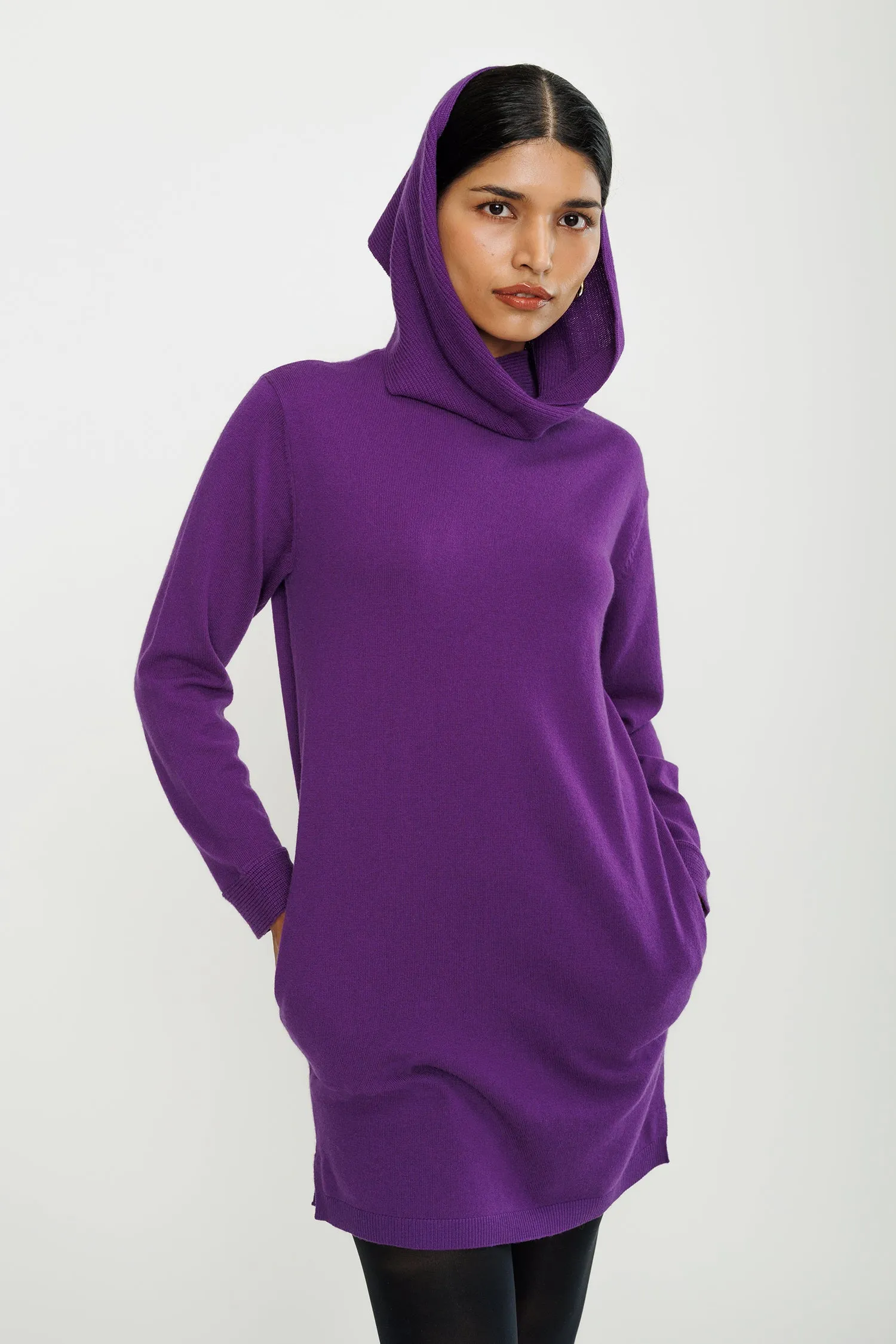 Merino-Cashmere Sweater Dress - Deep Purple