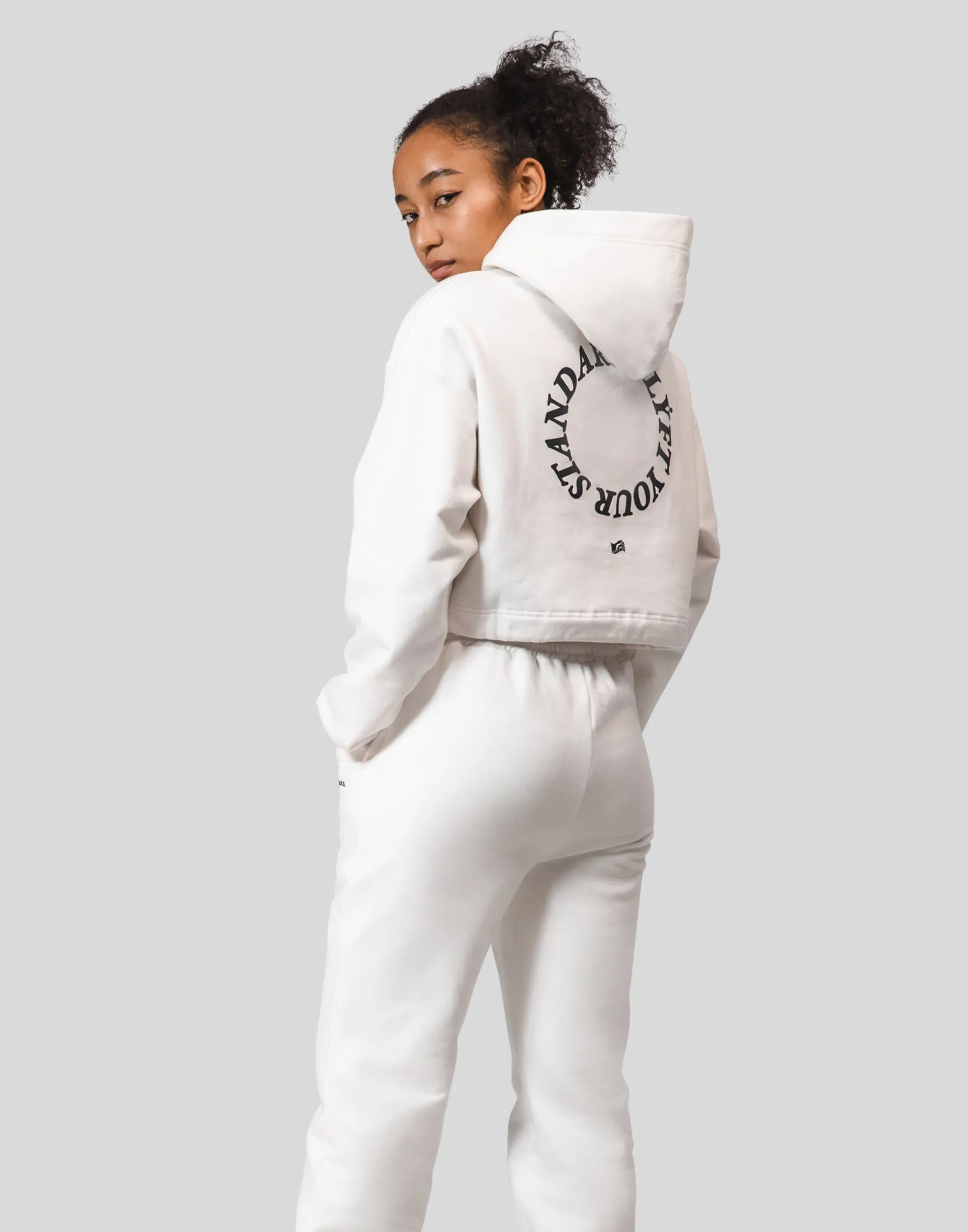 Message Ring Cropped Hoodie - White