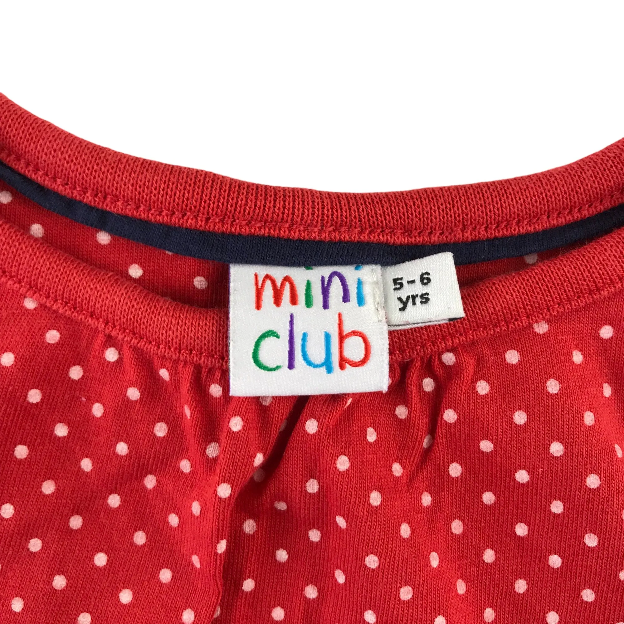 Mini Club t-shirt 5-6 years red polka dot long sleeve peplum hem cotton