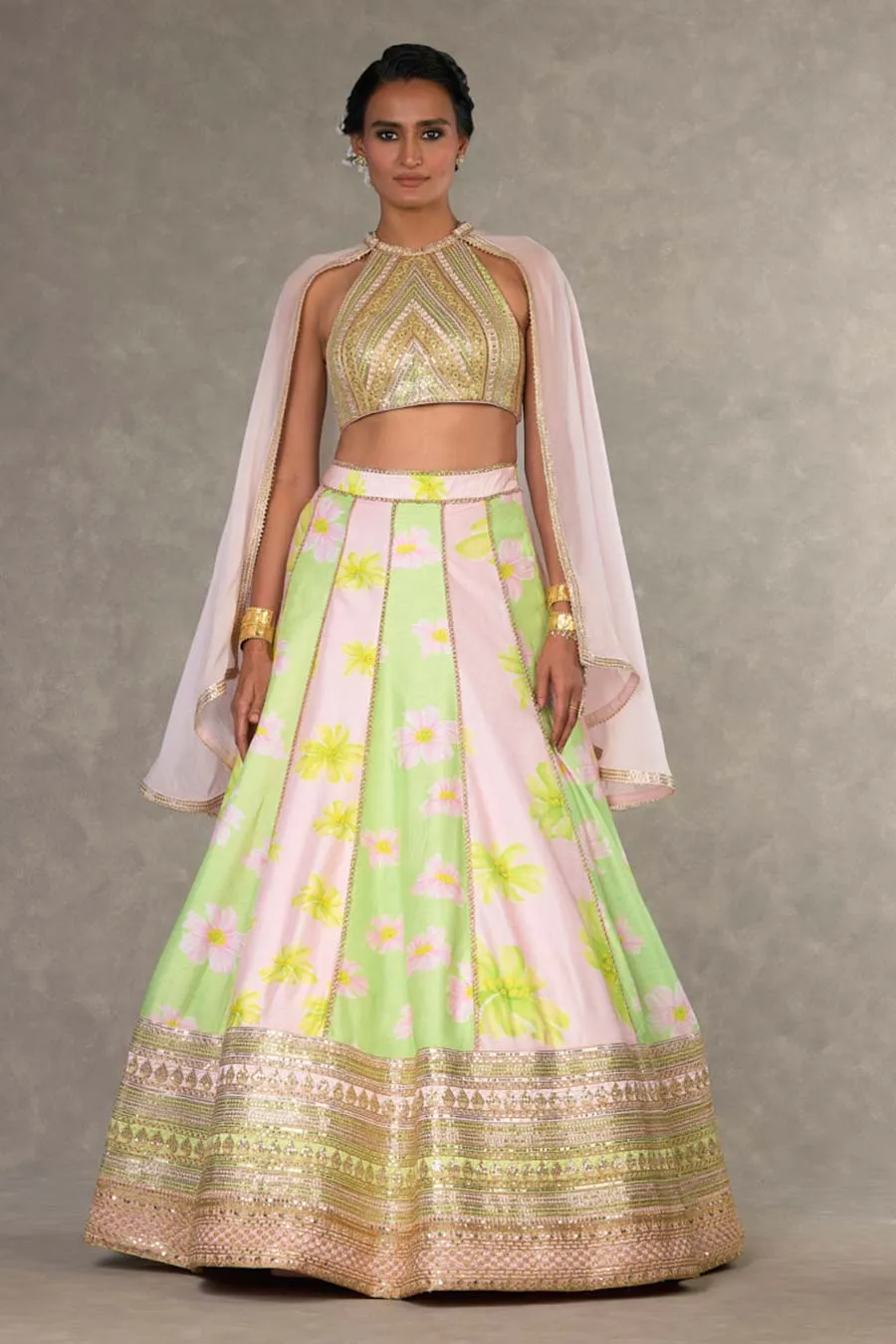 Mint & Pink Parijat Sorbet Embroidered Lehenga Set