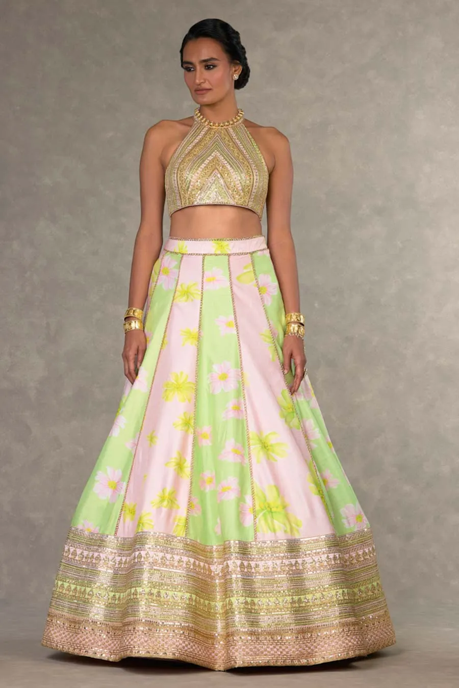 Mint & Pink Parijat Sorbet Embroidered Lehenga Set