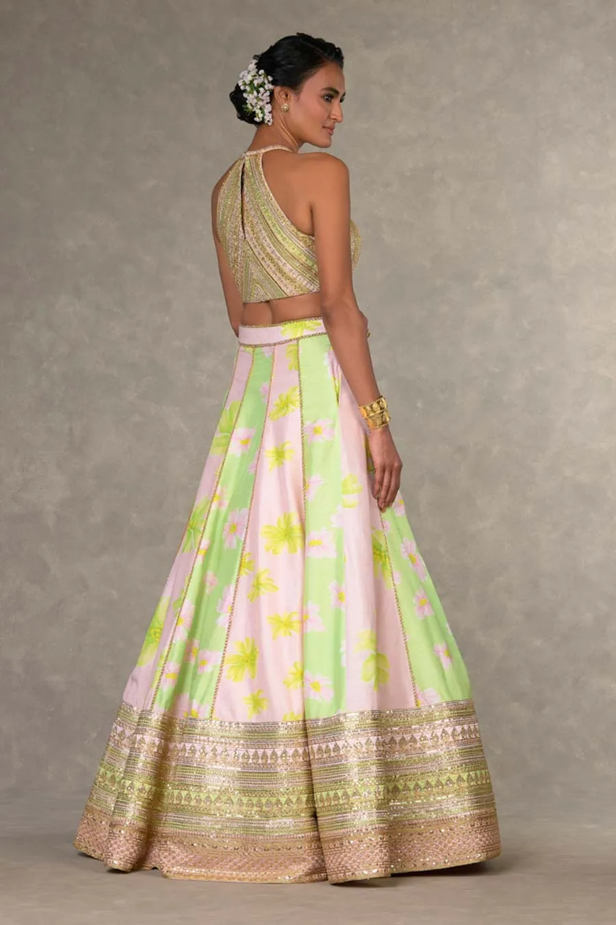 Mint & Pink Parijat Sorbet Embroidered Lehenga Set