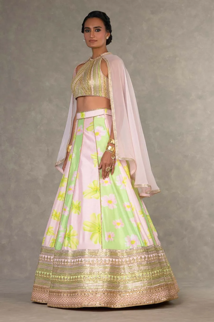 Mint & Pink Parijat Sorbet Embroidered Lehenga Set