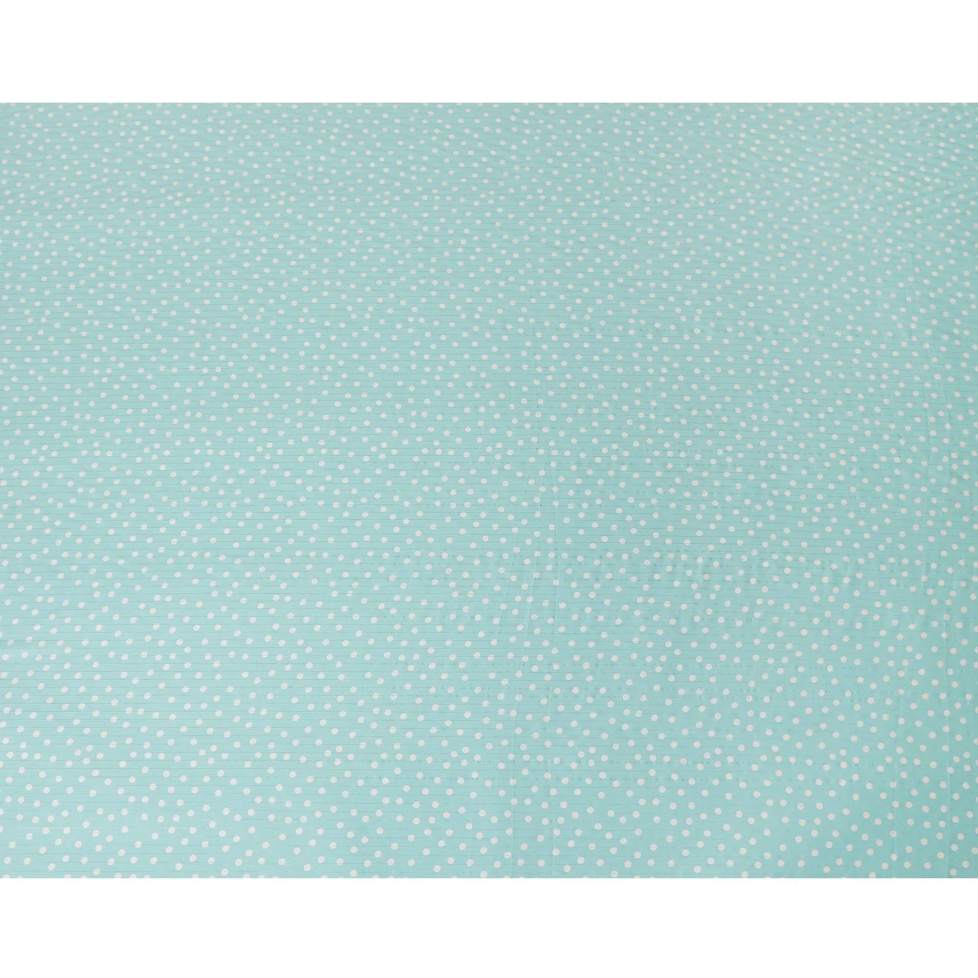 Mint green viscose crepe printed fabric with golden lurex in polka dot design-D11156