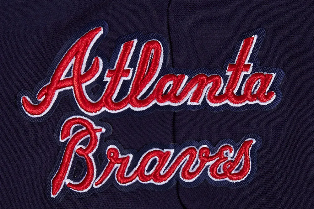 MLB ATLANTA BRAVES SCRIPT TAIL WOMEN'S RIB FLC CROPPED PO HOODIE (MIDNIGHT NAVY/RED/MIDNIGHT NAVY)