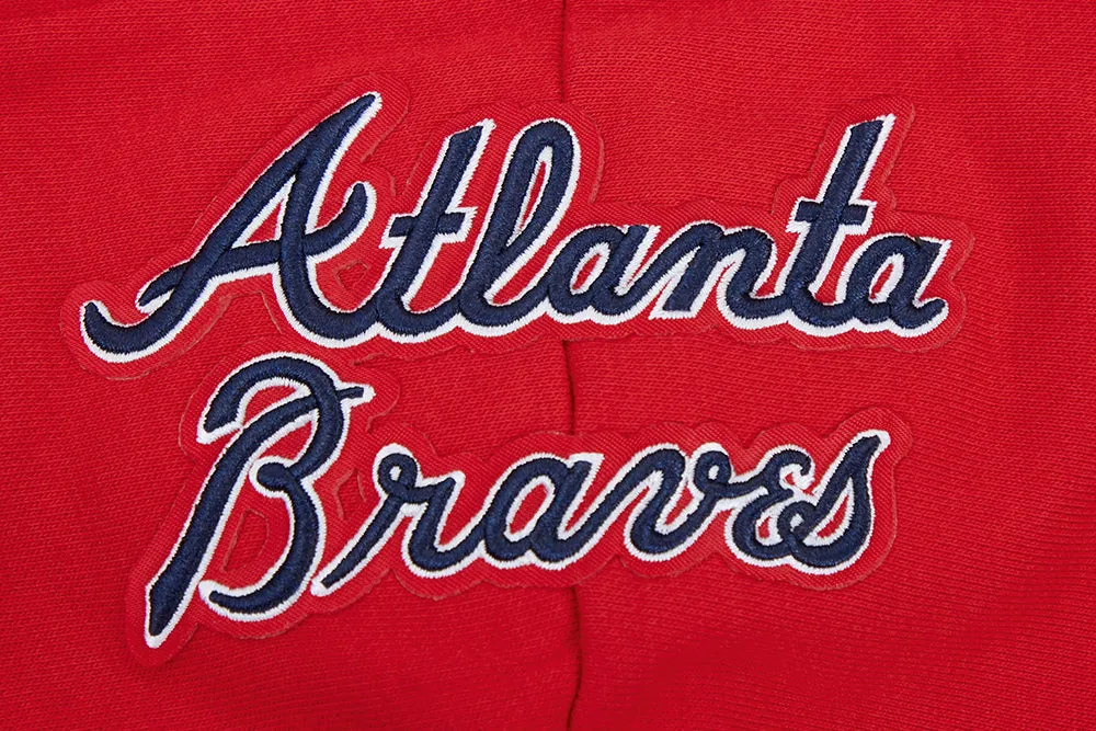 MLB ATLANTA BRAVES SCRIPT TAIL WOMEN'S RIB FLC CROPPED PO HOODIE (RED)