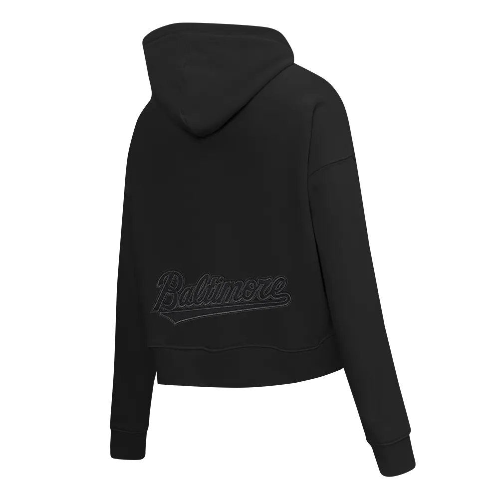 MLB BALTIMORE ORIOLES NEUTRAL WOMEN'S CROPPED PO HOODIE (BLACK)