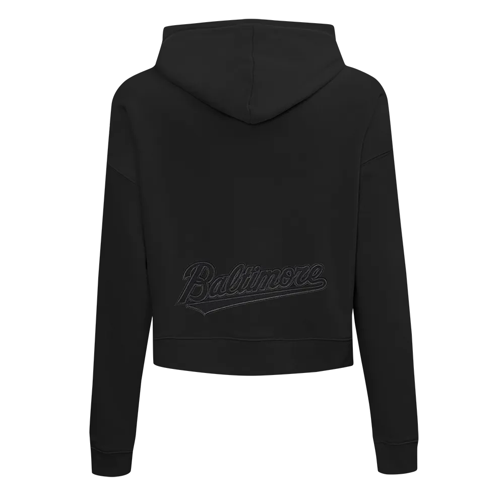 MLB BALTIMORE ORIOLES NEUTRAL WOMEN'S CROPPED PO HOODIE (BLACK)