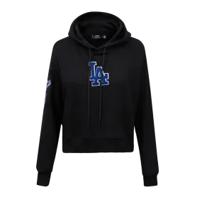 MLB LOS ANGELES DODGERS CLASSIC CROPPED WOMEN'S PULLOVER HOODIE (BLACK)