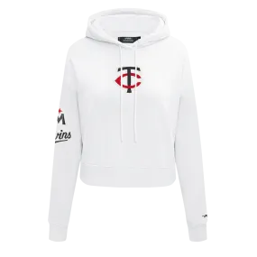 MLB MINNESOTA TWINS CLASSIC WOMEN'S CROPPED PO HOODIE (WHITE)