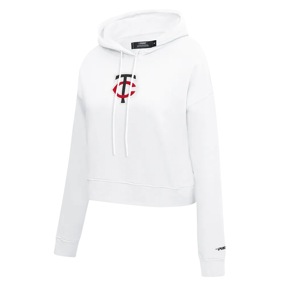 MLB MINNESOTA TWINS CLASSIC WOMEN'S CROPPED PO HOODIE (WHITE)