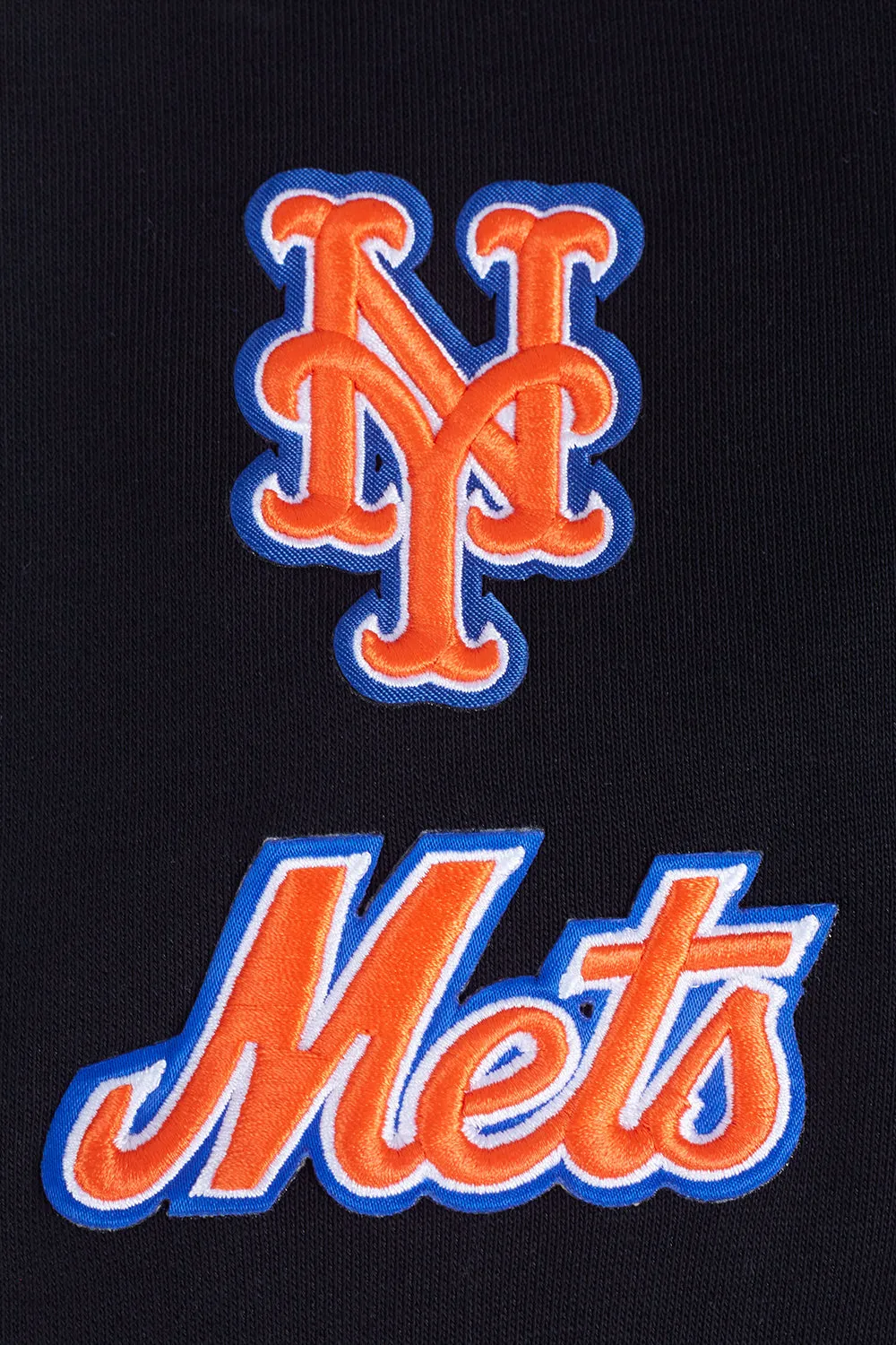 MLB NEW YORK METS CLASSIC WOMEN'S CROPPED PO HOODIE (BLACK)