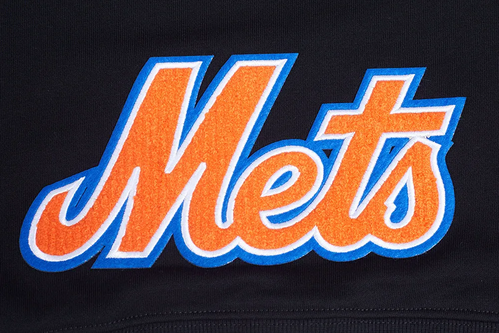 MLB NEW YORK METS CLASSIC WOMEN'S CROPPED PO HOODIE (BLACK)