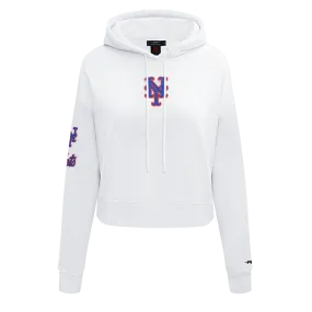 MLB NEW YORK METS CLASSIC WOMEN'S FLC CROPPED PO HOODIE (WHITE)