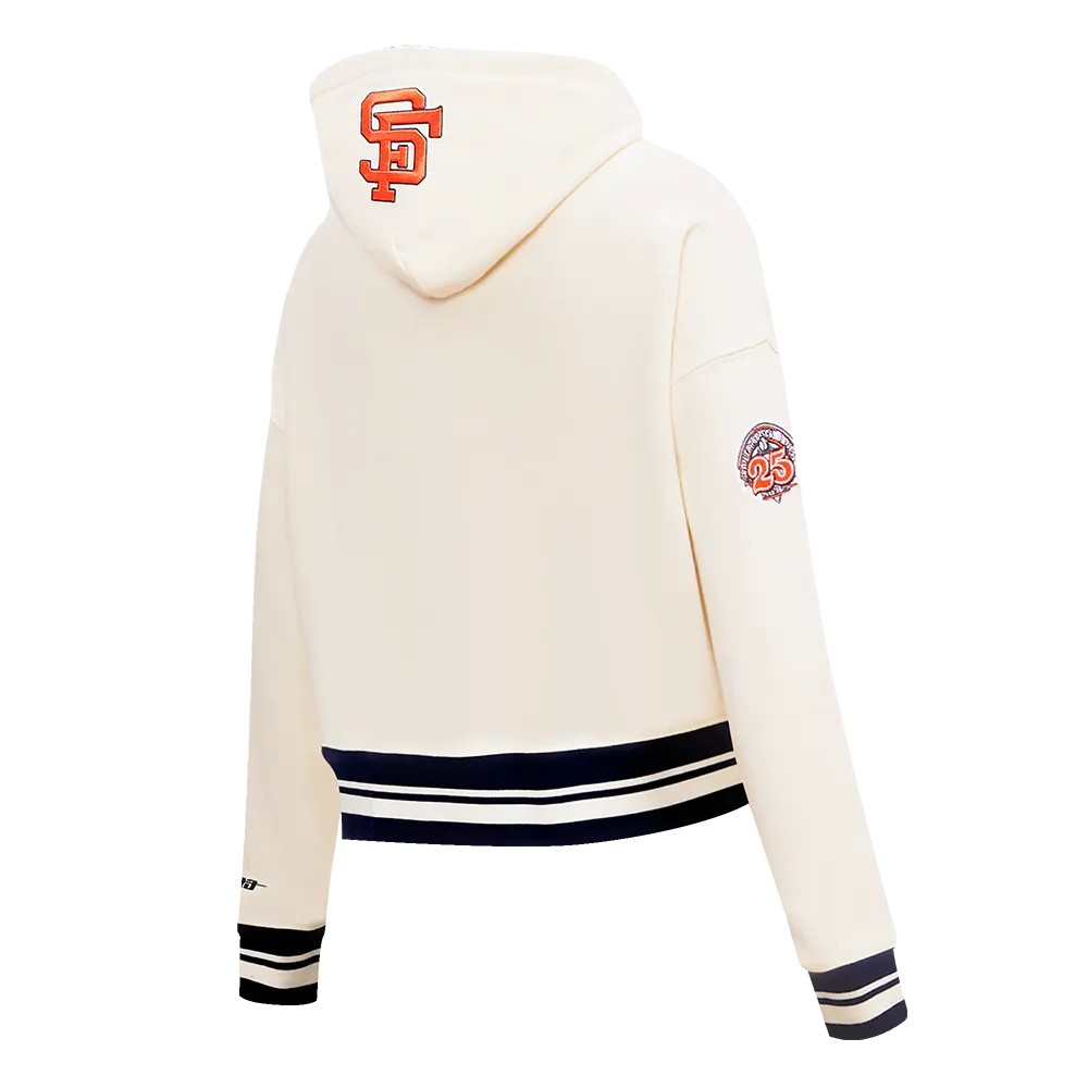 MLB SAN FRANCISCO GIANTS RETRO CLASSIC WOMEN'S CROPPED PO HOODIE (EGGSHELL/ BLACK)