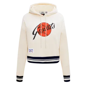 MLB SAN FRANCISCO GIANTS RETRO CLASSIC WOMEN'S CROPPED PO HOODIE (EGGSHELL/ BLACK)