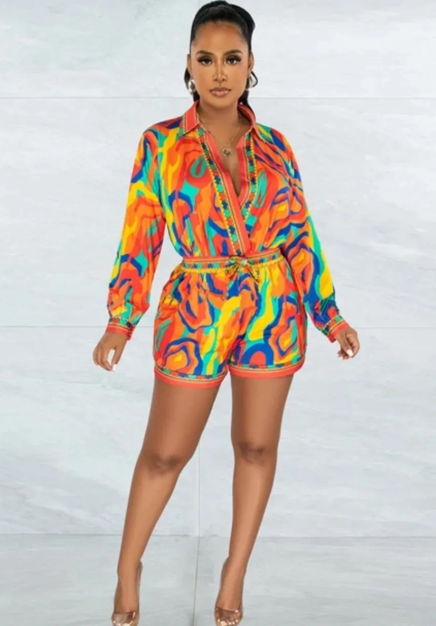 Morning Mimosa Multi-Color Print Romper