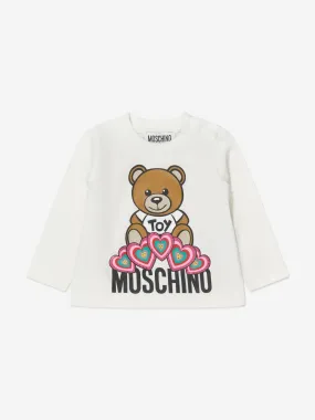 Moschino Baby Girls Long Sleeve Teddy Hearts T-Shirt