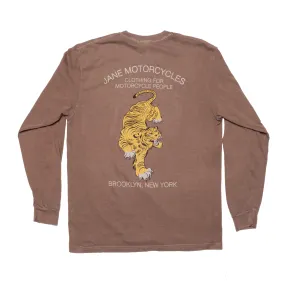 MOTT STREET LONG SLEEVE T-SHIRT - GARMENT DYED - BROWN