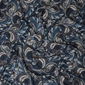 Multicolor printed Premium Italian viscose fabric in Paisley design-D12366