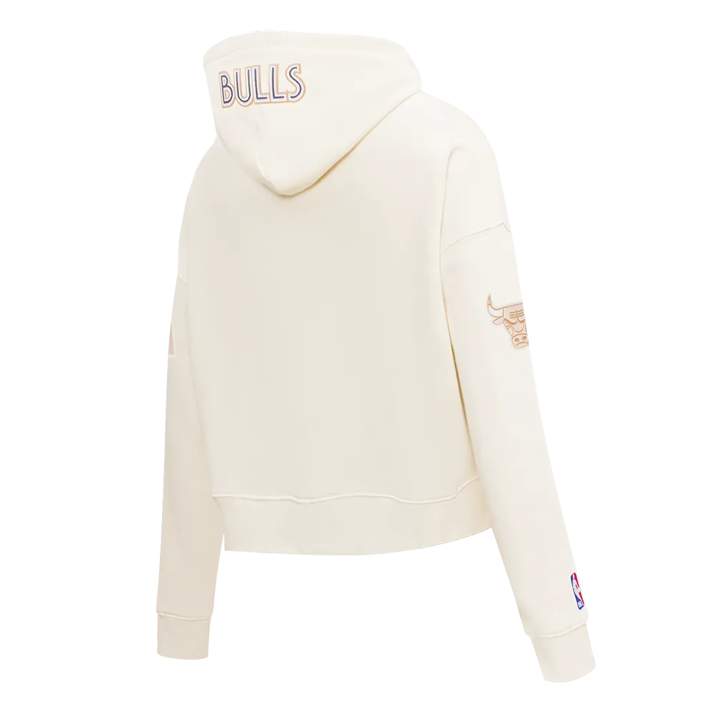 NBA CHICAGO BULLS CITY EDITION 24-25 WOMEN'S FLC CROPPED PO HOODIE (EGGSHELL)