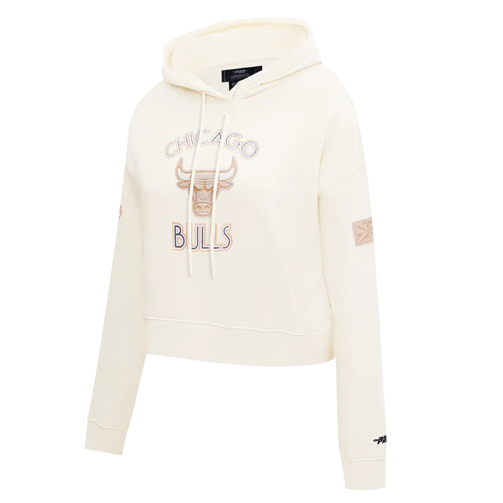 NBA CHICAGO BULLS CITY EDITION 24-25 WOMEN'S FLC CROPPED PO HOODIE (EGGSHELL)