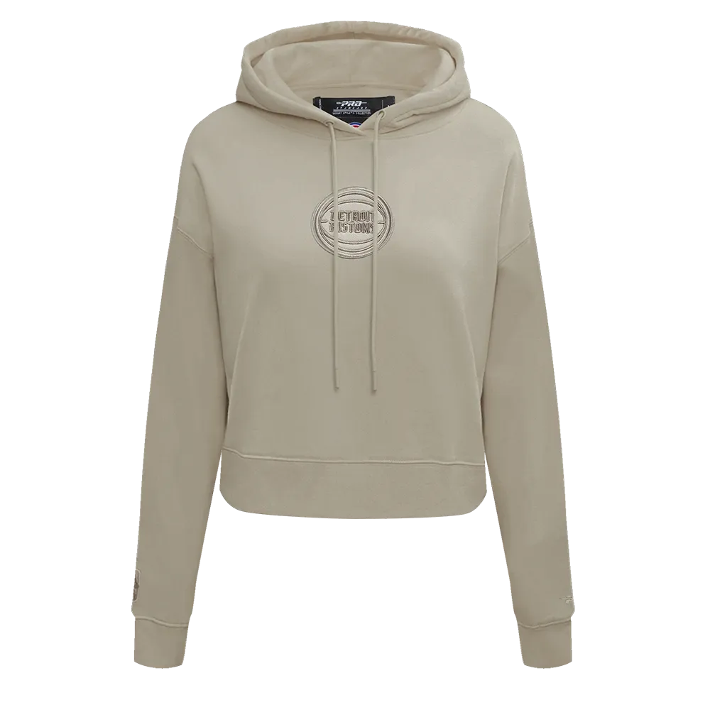 NBA DETROIT PISTONS NEUTRAL WOMEN'S CROPPED PO HOODIE (TAUPE)