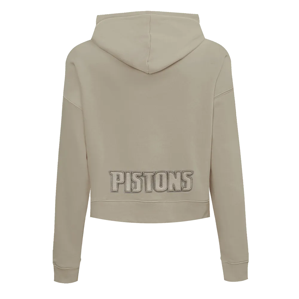 NBA DETROIT PISTONS NEUTRAL WOMEN'S CROPPED PO HOODIE (TAUPE)