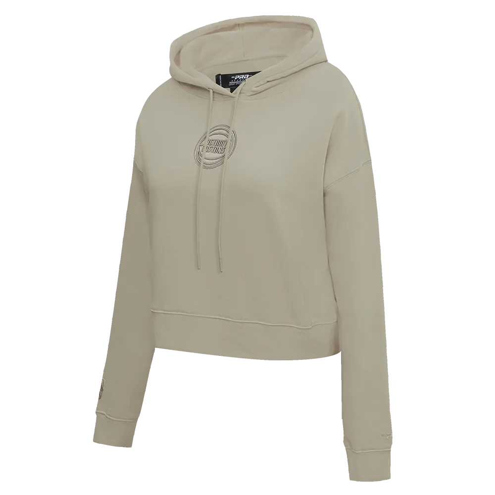 NBA DETROIT PISTONS NEUTRAL WOMEN'S CROPPED PO HOODIE (TAUPE)