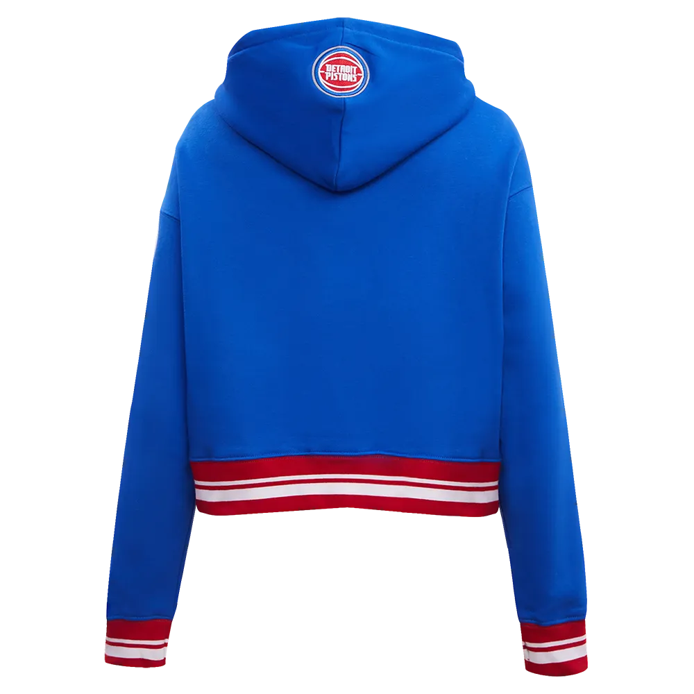 NBA DETROIT PISTONS RETRO CLASSIC WOMEN'S RIB CROPPED PO HOODIE (ROYAL BLUE/RED)