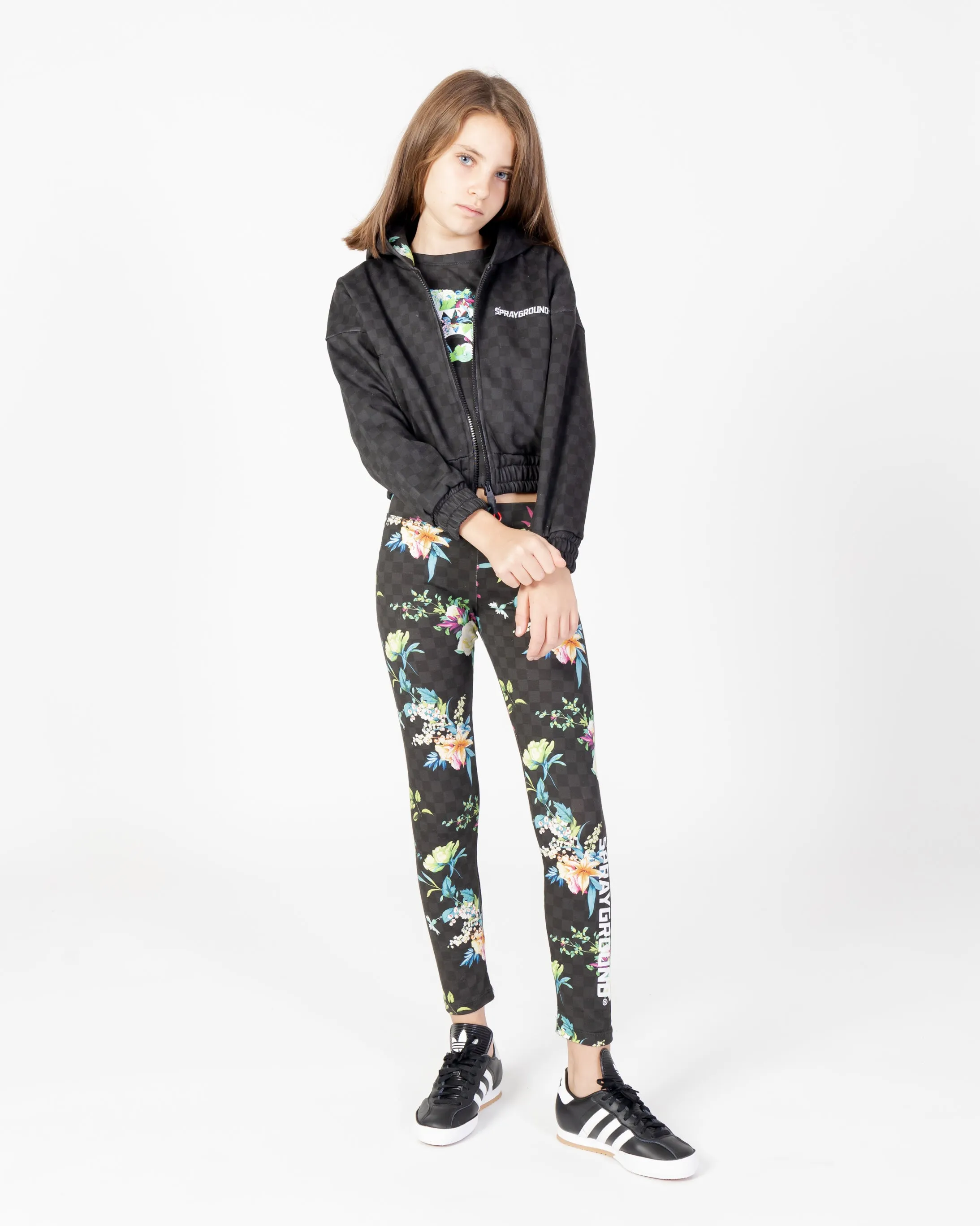 Neon Floral Double Long Crop Tshirt J