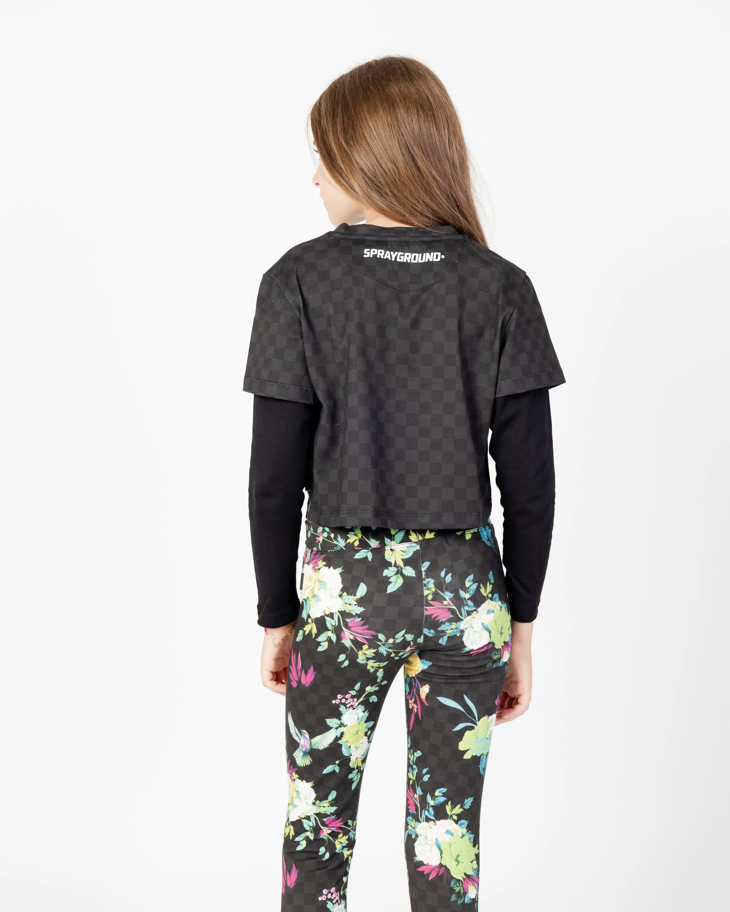 Neon Floral Double Long Crop Tshirt J