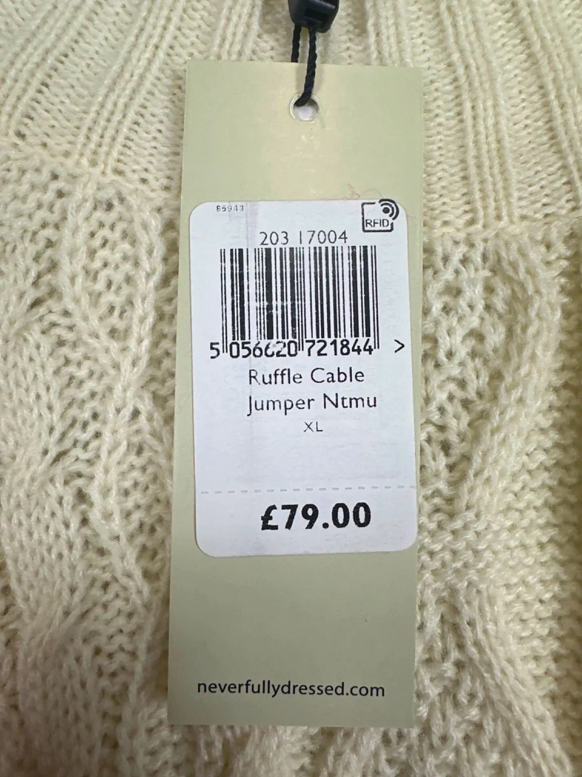 Never Fully Dressed Cream/ Pink Ruffle Cable Jumper UK XL