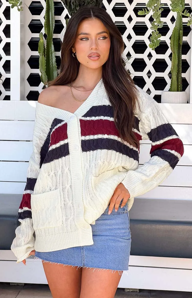 Nikkitta Cream Striped Cardigan