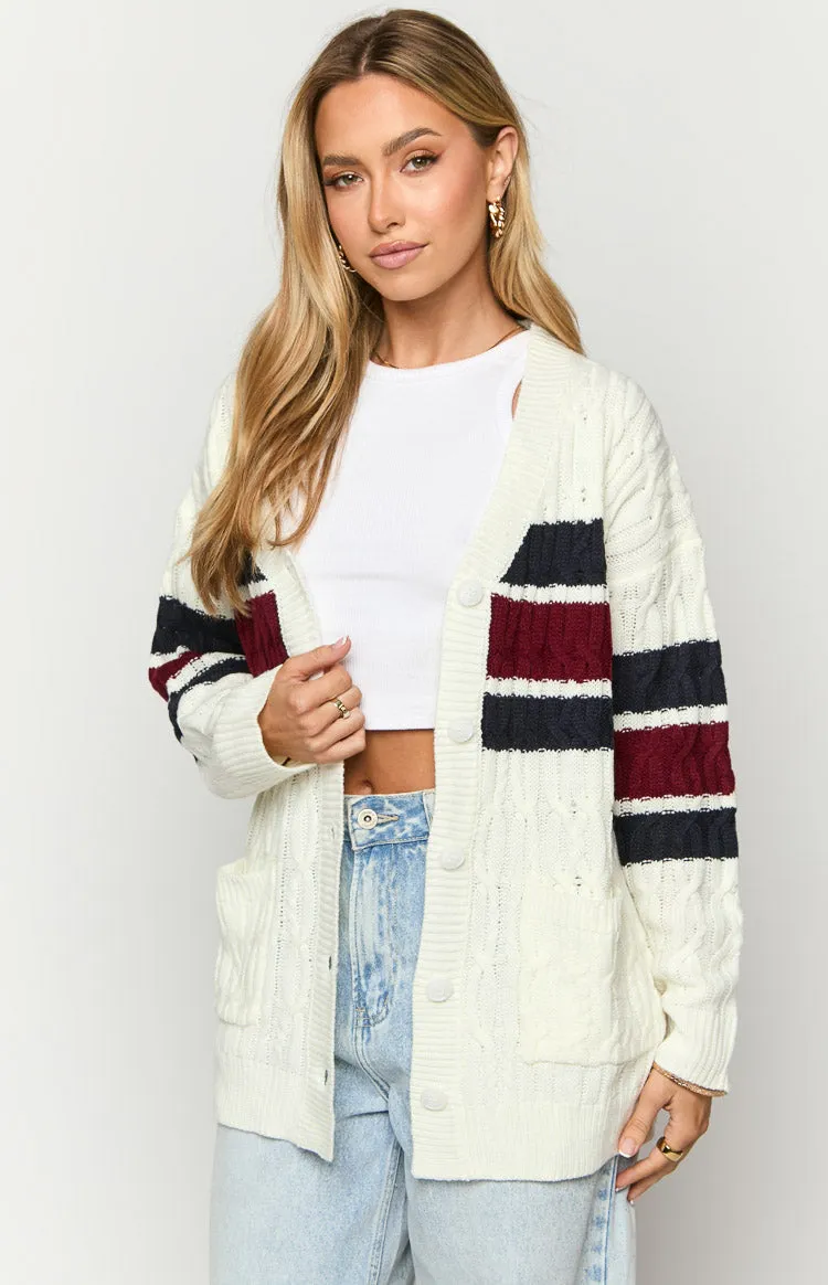 Nikkitta Cream Striped Cardigan