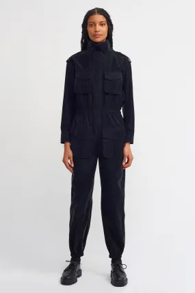 Nu Solid Cargo Jumpsuit Black