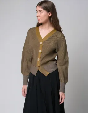 Olive Green Asymmetrical Cardigan