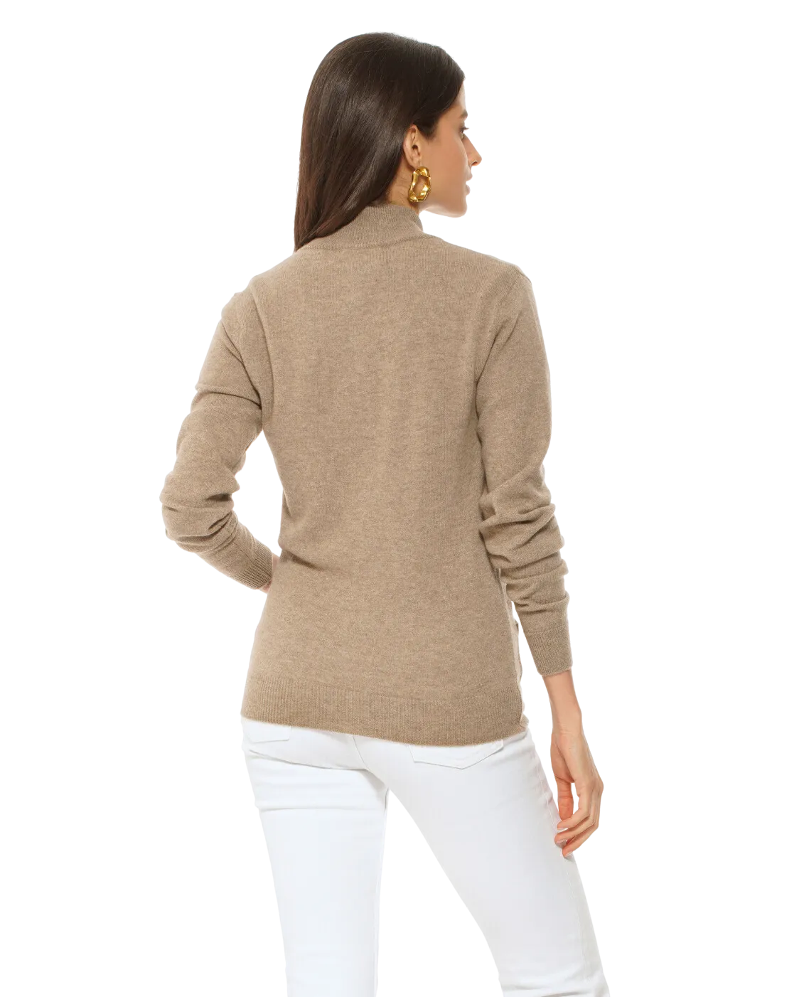 Oprah Daily - Women's Cashmere Zip Cardigan Brown