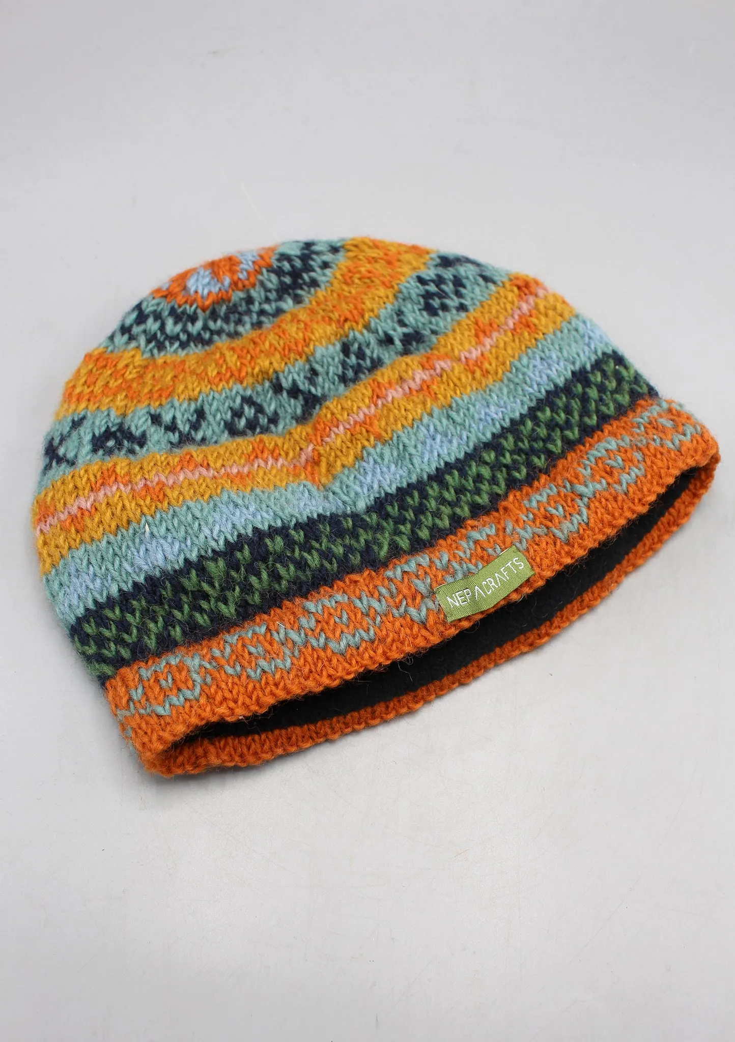 Orginal  Sherpa  Handknitted Orange  Beanies