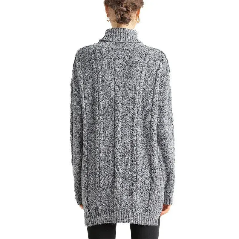 Oversize Knitted Mini turtleneck sweater dress Tunic sweater