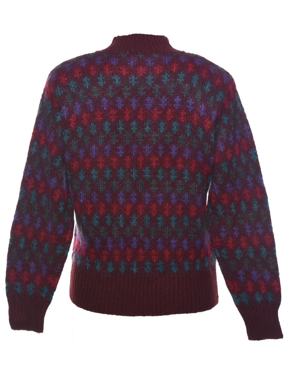 Patterned Maroon Jumper - S